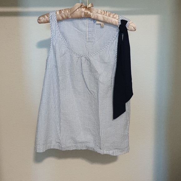 Modcloth baby blue and white striped tank  top - Picture 2 of 6